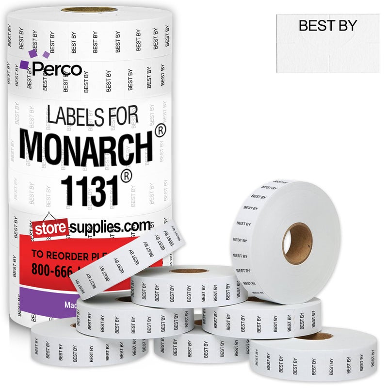 Perco Best by Labels for Monarch 1131 Price Gun - 8 Rolls, 20,000 Marking Labels - Image 1